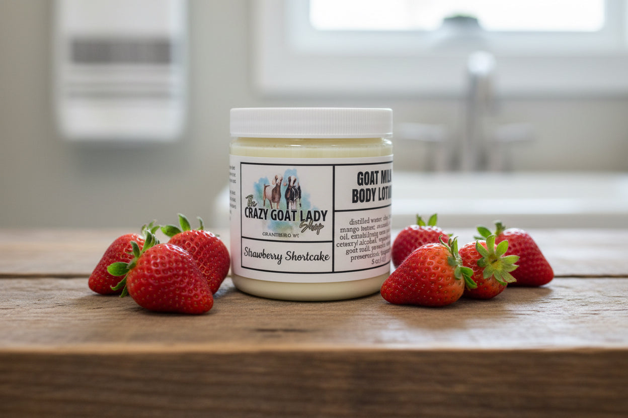 Goat Milk Body Lotion, Strawberry Shortcake